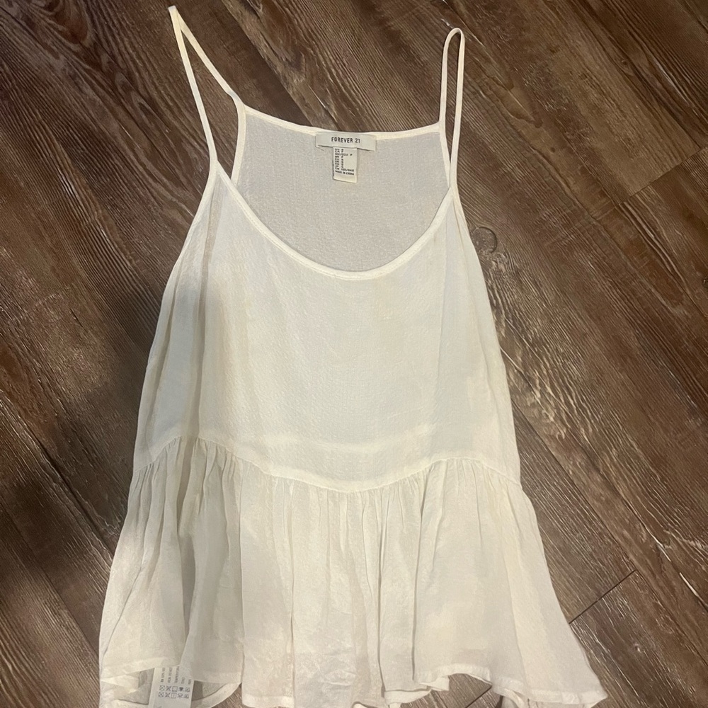 white/cream size S forever 21 spaghetti strap peplum top
